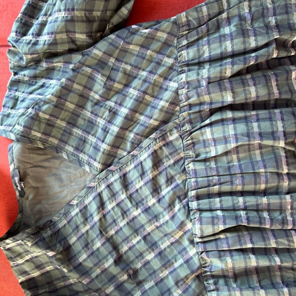 Madewell Marianna Puff-Sleeve Mini Dress in Plaid size large - Picture 12 of 13